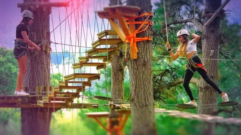 Participantes en el parque de tirolinas y aventura